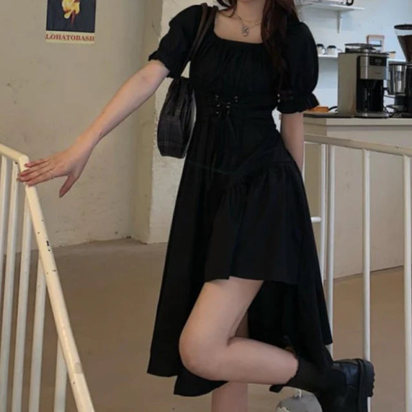 Rosaline - Dark Academia Women'S White Dress Summer Elegant Vintage Puff Sleeve